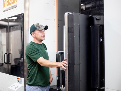 Worker operating integrex machine