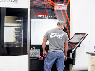 Worker operating integrex machine